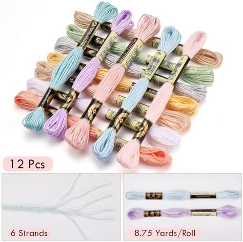 12 Skeins 105 Yards Macaron Pink Embroidery Thread for Knitting - Image 2