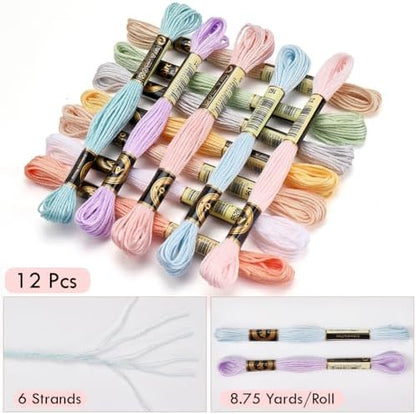 12 Skeins 105 Yards Macaron Pink Embroidery Thread for Knitting - Image 2
