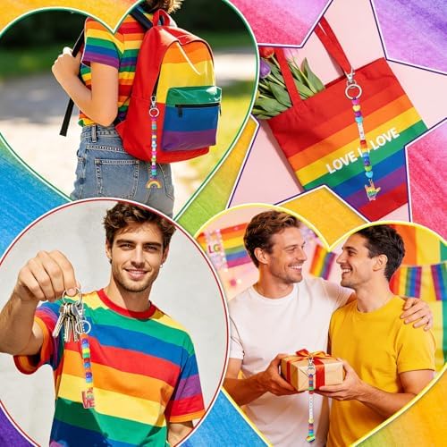AUGSUN 713pcs Pride Bead Keychain Making Kit LGBT Rainbow Keychain Craft - Image 6