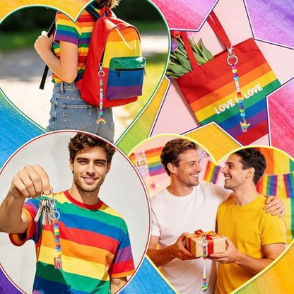 AUGSUN 713pcs Pride Bead Keychain Making Kit LGBT Rainbow Keychain Craft - Image 6