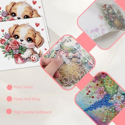 JISHSHAY 6 PCS Diamond Art Greeting Cards Dog Diamond Painting Birthday Cards Animal Gem Art Gem Painting Mosaic Kits for Adults for Thanksgiving Anniversary Valentine Graduation All-Occasion - Image 5