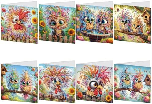 JISHSHAY 8 PCS Diamond Art Greeting Cards Bird Diamond Painting Birthday Cards Animal Gem Art Gem Painting Mosaic Kits for Adults for Thanksgiving Anniversary Valentine Graduation All-Occasion by Unknown