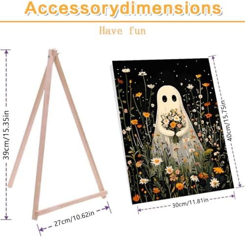Halloween Framed Paint by Numbers Kits for Adults 12x16in with Wooden Easel - Image 2