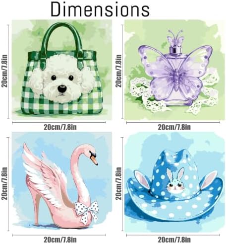 Canrichshop 4 Pack Paint by Number Beginner with Frame,Cute Adult Paint by Number Kits on Canvas, DIY Number Painting for Adults for Decor 8X 8 inch - Image 6