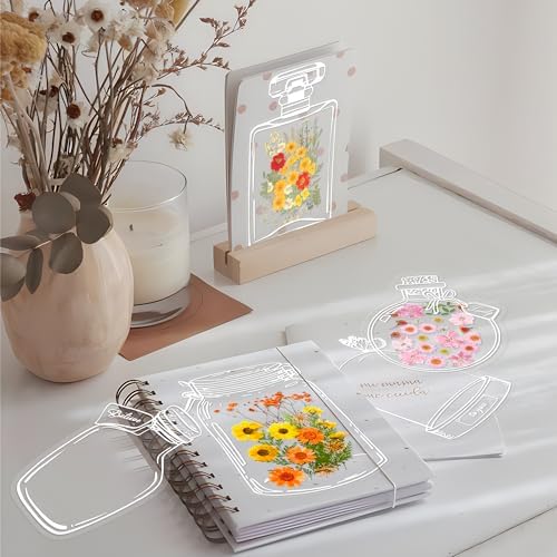 Large Size Transparent Dried Flower Bookmarks, 40 PCS Handmade DIY Flower Page Clips,World in Bottle-Making Stunning Herbarium(Glass Bottle and Wishing Bottle) - Image 7
