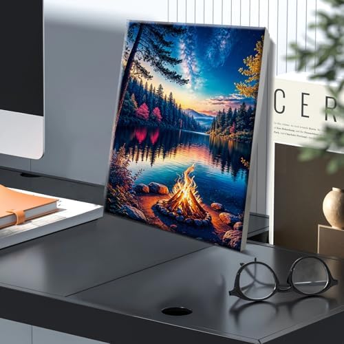 JOOZ Paint by Numbers Kit for Adults with Frame, Lake Landscape Paint by Number with Easel, DIY Sunset Landscape Acrylic Oil Painting Kit for Home Wall Decor 8x12 Inch - Image 3