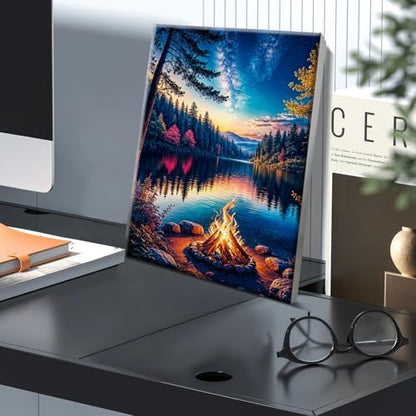 JOOZ Paint by Numbers Kit for Adults with Frame, Lake Landscape Paint by Number with Easel, DIY Sunset Landscape Acrylic Oil Painting Kit for Home Wall Decor 8x12 Inch - Image 3