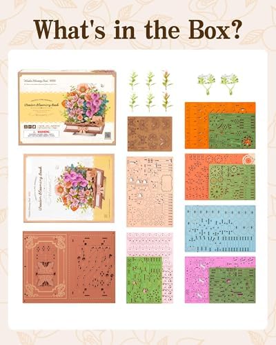 ROBOTIME 3D Wooden Blooming Book Garden DIY Kit, Flowers Building Set, Adult Creative Craft & Home Decor Puzzle, Unique Gift for Women, Mom, Plant/Book Lovers - Image 5