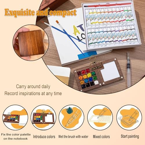 EVOCKAY Mini Watercolor Paint Set Portable Watercolor Kit for Adults Travel Watercolors Paint with Sketchbook Mixing Palette and Drawing Pad Perfect for On The Go Creativity and Art Exploration - Image 5