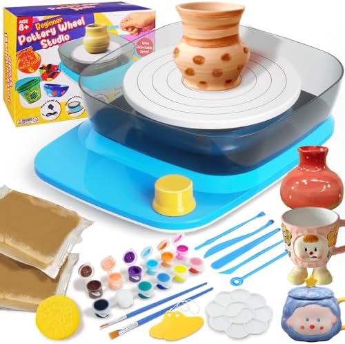 Innofans Pottery Wheel for Kids - Complete Pottery Kit & Tools for Beginners, Plug-in Rechargeable Battery, Upgraded Detachable Turntable Adjustable Speed, DIY Clay Maker for Kids 9-12 (Patented) by Innofans