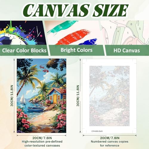 ICYANART 4 Pack Beach Paint by Numbers for Adults with Framed and Easel - Image 3