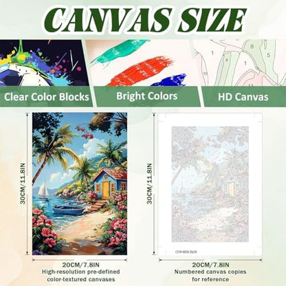 ICYANART 4 Pack Beach Paint by Numbers for Adults with Framed and Easel - Image 3