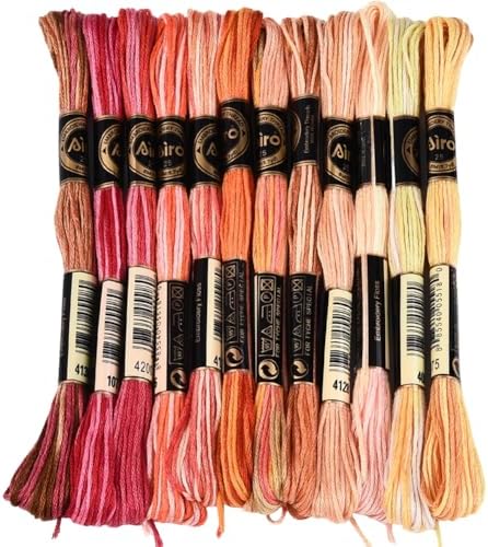 12 Skeins 105 Yards Cross Stitch Floss Colorful Embroidery Thread 6 Ply Variegated Friendship String Polyester Threads Bulk for Sewing Making Bracelets Clothes Stitching Decor Craft DIY by CABODYALS