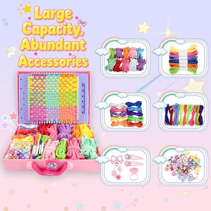 Nicella Weaving Loom Kit, Craft Kits for Kids, 400 PCS Friendship Bracelet Making Kit for Girls, Pot Holders Weaving, Age 6-12 Year Old Girls Gifts, Bracelet Coaster Bag Weaving Making kit - Image 6