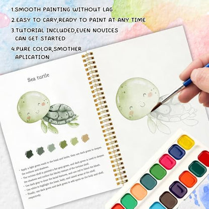 Marine Life Watercolor Workbook, Water Coloring Book, 12 Patterns, Ocean Dreams Watercolor Kit for Beginners, DIY Gift for Adults,Fun Family Art Activity and Gift - Image 4