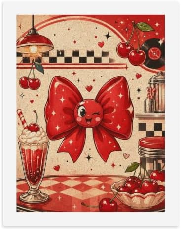 Lyngora Paint by Numbers Kit for Adults Beginner Art Decor Red Cherry Bow by Unknown