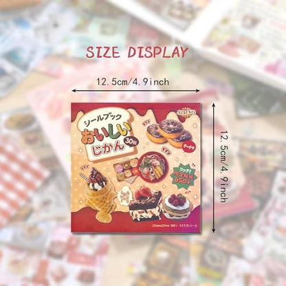 Japanese Sticker Book - Kawaii Food Theme - 30 Sheets Decorative Vinyl Decals for Journals, Planners & Accessories, Assorted Sushi Donuts Fruits Designs (Red) - Image 4