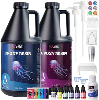 LET'S RESIN 1 Gallon Epoxy Resin Kit with Color Pigment, Clear Resin Kit by LETSRESIN