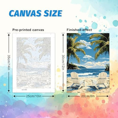 PHANTASYART 6 Pack Beach Paint by Numbers Kit for Adults Beginners 8x12inch - Image 5