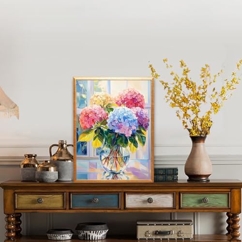 bestact Framed Hydrangea Paint by Numbers Kits for Adults,Flowers Painting by Numbers with Framed for Beginner on Canvas Easy DIY Painting Kits for Home Wall Decoration and Gifts,8x12INCH (Flower3) - Image 6