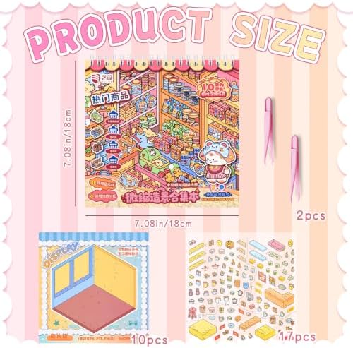 10Pcs 3D Sticker Scene Book, DIY Big Size Scenes Sticker Book - Image 2