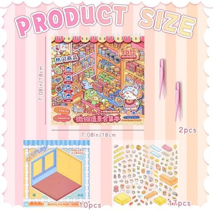 10Pcs 3D Sticker Scene Book, DIY Big Size Scenes Sticker Book - Image 2