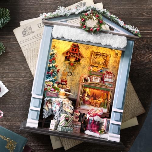 CUTEROOM DIY Miniature House Building Kit for Adults with LED Lights - Realistic Mini Dollhouse Model & Wooden Furniture, Creative Craft Kit for Home Decor Gift- Joyful Gatherings - Image 6