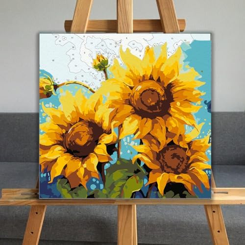 JUJUHOOD Sunflower Flower Framed Paint by Numbers Kit for Adults Beginner & Kids Ages 8-12, Acylic Paint by Number Without Easel,Watercolor Paint by Numbers for Gift Home Wall Decor (10x10Inch) - Image 5
