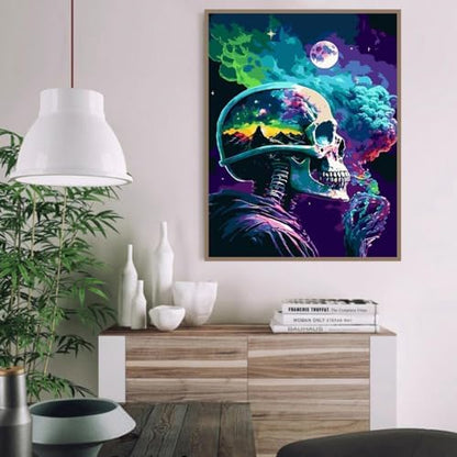 pchmcu DIY Skull Paint by Numbers Kits for Adults,Paint by Number for Adults Beginner Moon,Skeleton Paint by Numbers Kits on Canvas Without Frame for Home Wall Decor 16x20inch - Image 2