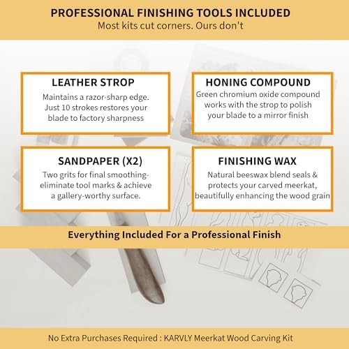 KARVLY Wood Carving Kit for Beginners Adults - 10-Piece Whittling Kit with Stainless Steel Knife, Basswood Blocks, Leather Strop & QR Video Tutorial - Image 4