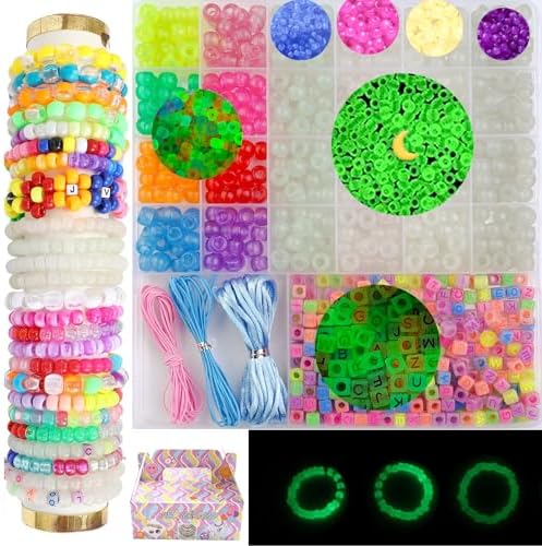 Kandi Kit 2500 Pcs Pony Beads Kit, 96 Colors UV Glow Alphabet Beads Bracelet Making Kit, Friendship Bracelet & Rave Beads for Girls, Kids, Teens & Beginners - Image 3