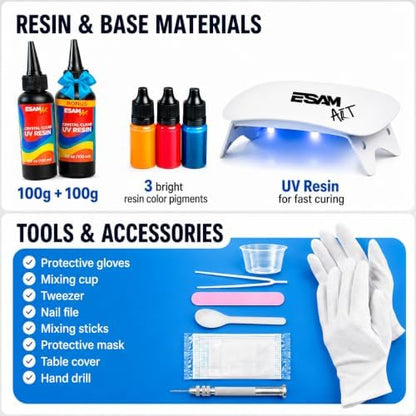 ESAM Group Deluxe UV Resin Jewelry Making Kit for Kids, Teens & Beginners - Image 2