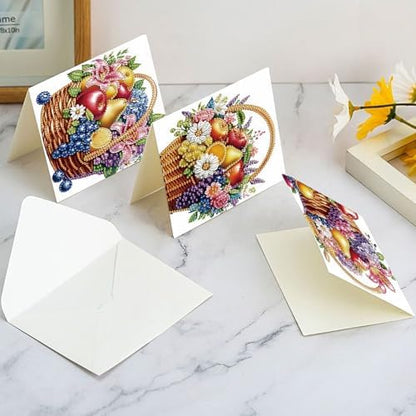 Tontut 6pcs 5D Diamond Art Painting Greeting Card kit, Fruit Blue Adult DIY with Envelope, Special Shape Diamond Design Greeting Card Creative Gift - Image 6