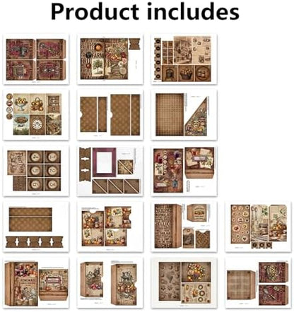 XINPOCUT Steampunk Folding Folio Junk Journal Kit,Folio Booklet Craft Kit, Junk Journal Kit, Scrapbooking Supplies, Journaling Decor, Mini Folio Writer Folder Project, Arts & Crafts Gifts - Image 5