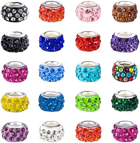 Aipridy Large Hole European Beads, Craft Supplies Kit，Assorted Mixed Color Lampwork Spacer Beads for DIY Bracelet Jewelry Making (120, Mixed) - Image 3