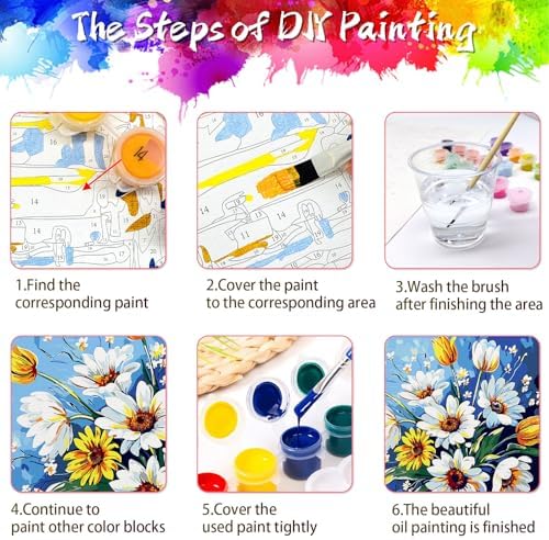 ZTOTZ Sunflower Paint by Numbers kit for Adults, Sunflower Paint by Numbers Adults Canvas Without Frame, DIY Flower Painting by Numbers for Gift Home Wall Decor(16x20inch) - Image 6