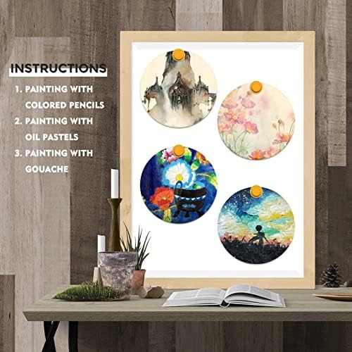 FSWCCK 100 PCS 4 Inch Wood Circles for Crafts – Round Blank Discs with Holes, Unfinished Wooden Cutouts for DIY, Painting, Staining, Coasters,Laser Engraving Sign Blanks, Ornament (4inch-100 Pack) - Image 6