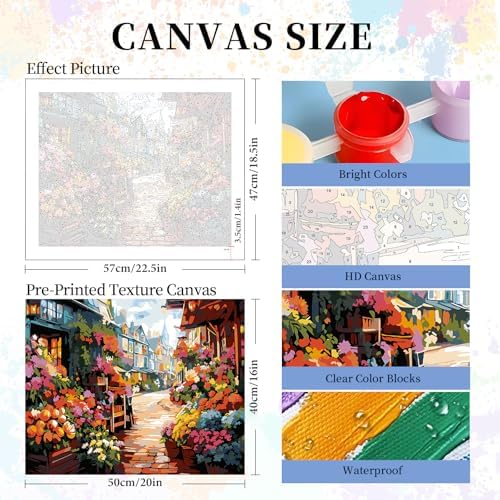 Paint by Numbers Kit for Adults, Flowers Street Number Painting Canvas Kit - Image 3
