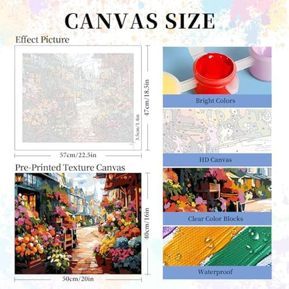 Paint by Numbers Kit for Adults, Flowers Street Number Painting Canvas Kit - Image 3