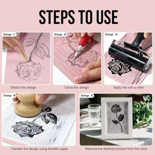 Linocut Kit for Printmaking,DIY Arts Crafts Stamp Carving Kit for Beginners - Image 5