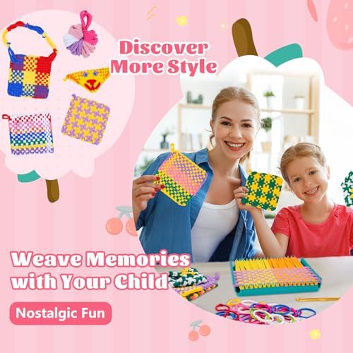 PREBOX Potholder Weaving Loom Kit for Kids and Beginners, Knitting Crafts for Girls Ages 6-12 Year Old, 7" Pot Holder Loom with 224 Loops, Great Christmas & Birthday Gifts - Image 5