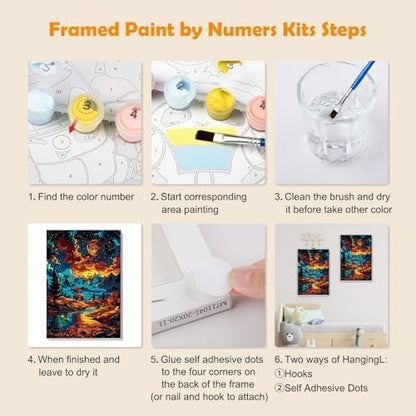 MOGTAA Starry Night Paint by Numbers Kit for Adults with Frame, Mountains Paint by Number Canvas, Landscape Paint by Numbers with Easel, DIY Oil Painting Kit for Home Wall Decor 8 x 12 Inch - Image 6
