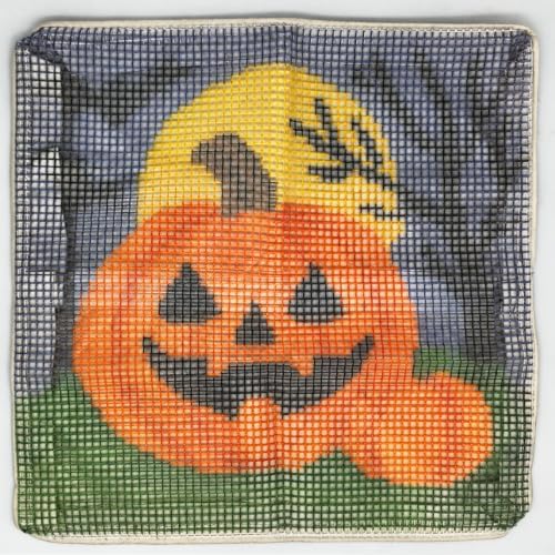 Howie's Latch Hook Kit, DIY Helloween Pumpkin Pillow Crochet Yarn Kits for Adults, Color Preprinted Pattern Embroidery Sofa Cushion Cover (Helloween Pumpkin, 16.93 x 16.93 inch) - Image 3