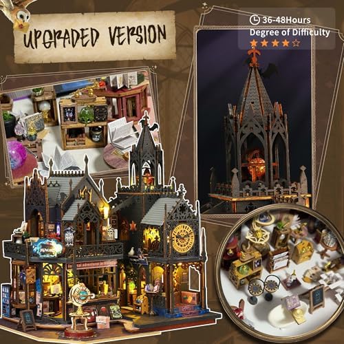 Flever Dollhouse Miniature DIY House Kit Creative Room with Furniture for Romantic Artwork Gift (Holo Magic City II) - Image 5