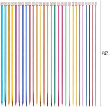 BCMRUN 28Pcs/14 Pairs Stainless Steel Knitting Needles Set, Colored Straight Single Pointed Metal Knitting Needles, 14 Size from 2.0mm-10.0mm, 13.8 Inches Length for Handmade DIY Knitting (35cm) - Image 3