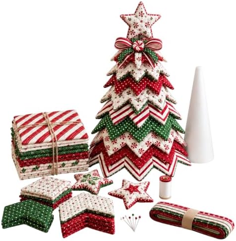 DIY Quilted Christmas Tree Kit, 3D Fabric Patchwork Craft Set for Adults & Beginners, Handmade Holiday Sewing & Tabletop Decor Project, Creative Crafting Gift Box (#W) by Unknown