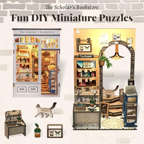 Fsolis Book Nook Kit DIY Miniature House with Cat - Image 2