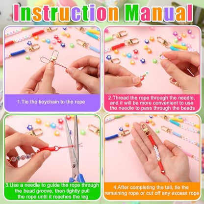 Ferreve 4948 Pcs Friendship Keychain Making Kit Clay Beads Bag Charms, Cute - Image 2