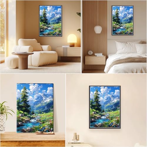 EOBROMD Framed Paint by Numbers Kits for Adults with Wooden Easel, Landscape Mountain DIY Acrylic Paint by Number on Stretched Canvas, Painting Kits Adults Oil by Numbers for Home Decor 10x14 Inch - Image 7
