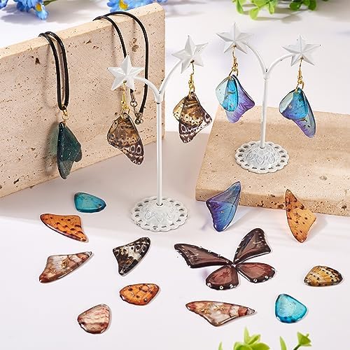 FASHEWELRY 24Pcs Resin Butterfly Wing Charms Insects Wing Charms 6 Colors Fairy Feather Pendants with Jump Rings Earring Hooks for Crafts Jewelry Making - Image 3